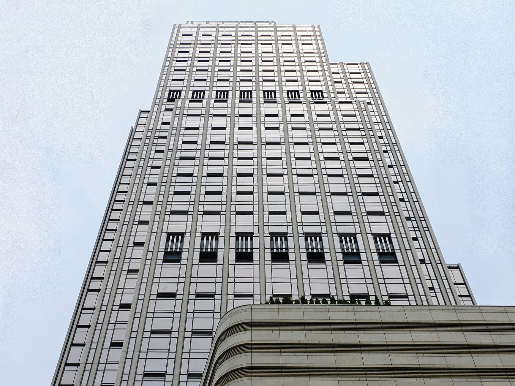 exterior of modern building under cloudy sky